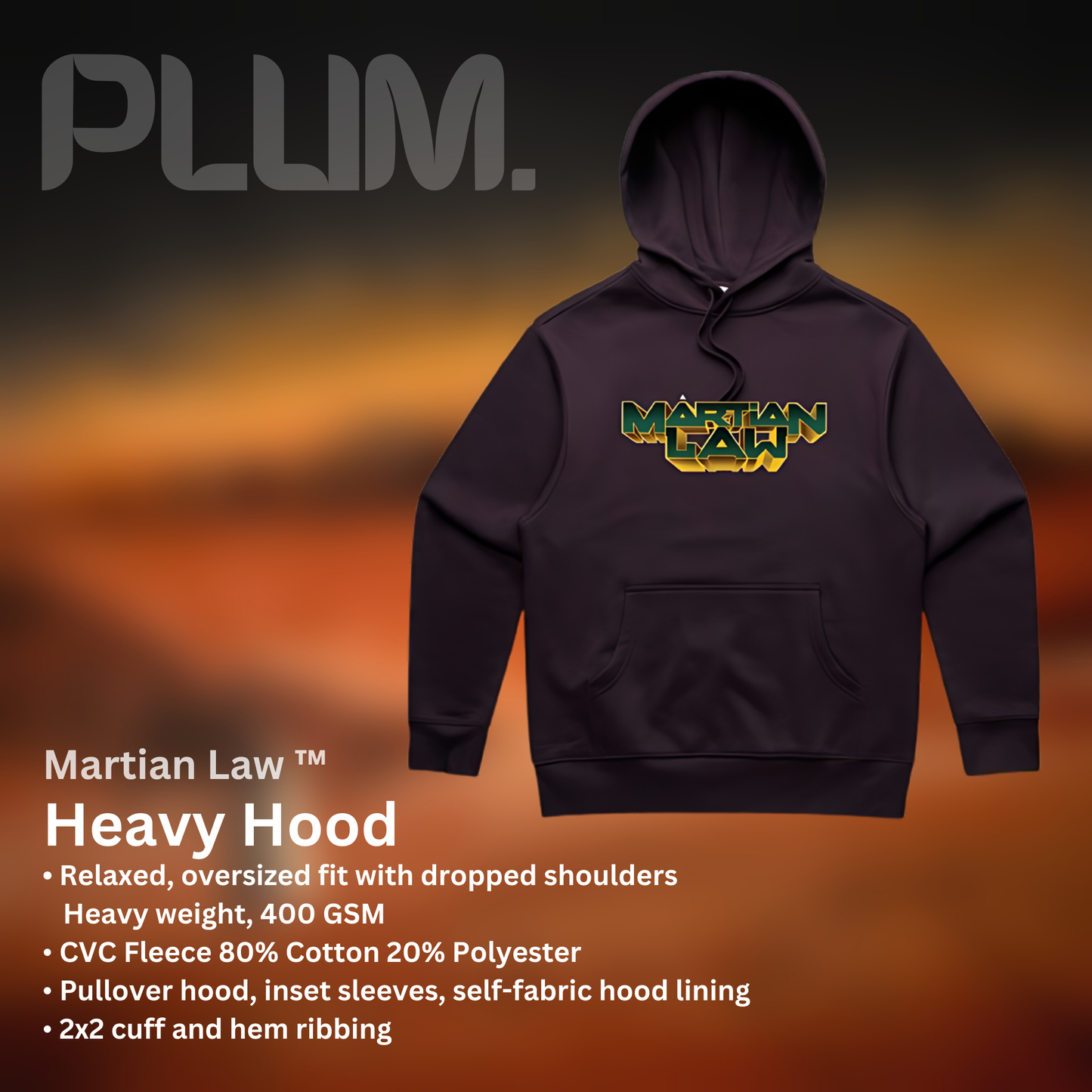 Martian Law Heavy Hood - Plum